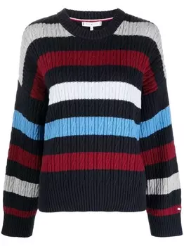 Полосатый джемпер фактурной вязки Tommy Hilfiger, синий