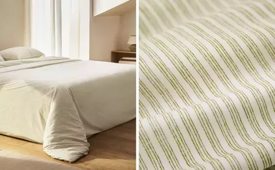 Полосатый пододеяльник Zara Home, зеленый