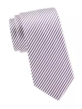Полосатый шелковый галстук Brioni, цвет Blue White