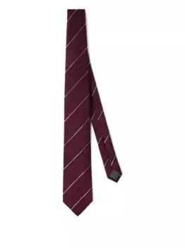 Полосатый шелковый галстук Brunello Cucinelli, красный