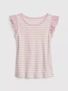 Полосатый топ с рюшами Gap, розовый