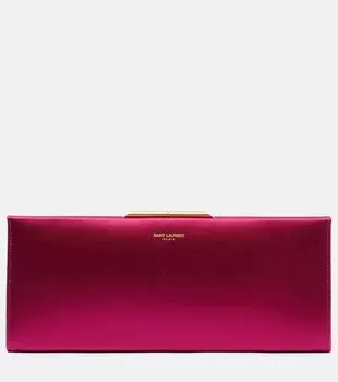 Полуночный маленький атласный клатч Saint Laurent, Dark Fuchsia