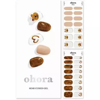 Полуотвержденные гелевые полоски для ногтей ohora N Caramel Bear — салонное качество, долговечен, легко наносится и снимается — в комплект входят 2 подготовительные подушечки, пилочка для ногтей и деревянная палочка, драгоценный камень