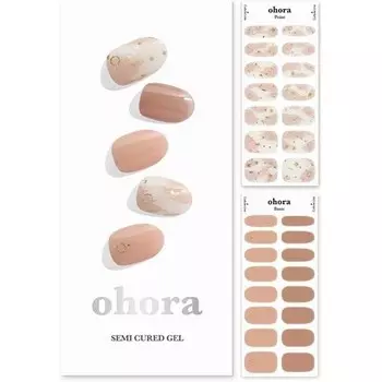 Полуотвержденные гелевые полоски для ногтей ohora N Almond Blossom — салонного качества, долговечные, легко наносятся и удаляются, в комплект входят 2 подготовительных подушечки, пилочка для ногтей и деревянная палочка Ohora