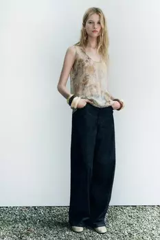 Полупрозрачный топ с принтом ZARA, разноцветный