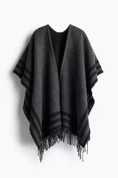 Пончо с бахромой H&M, серый