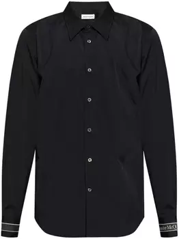 Поплиновая рубашка с логотипом Alexander McQueen, черный