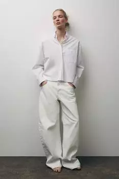 Поплиновая рубашка ZARA, белый