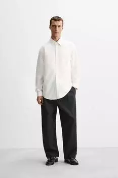 Поплиновая рубашка ZARA, белый