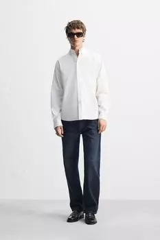 Поплиновая рубашка ZARA, белый
