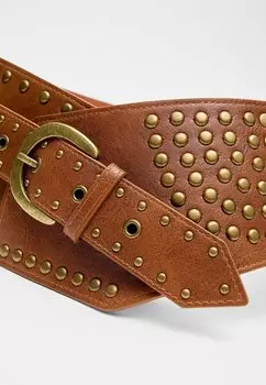 Пояс ASYMMETRIC STUDDED Stradivarius, коричневый