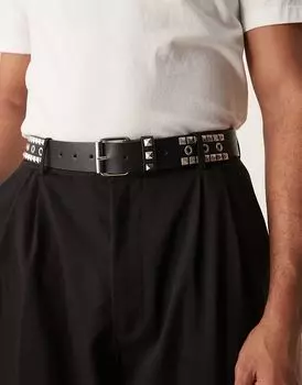 Пояс с заклепками черного цвета ASOS DESIGN