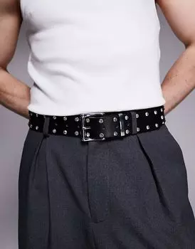 Пояс с заклепками из страз черного цвета ASOS DESIGN