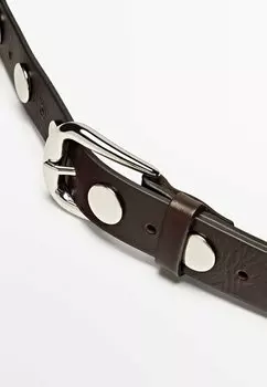 Пояс STUDDED Massimo Dutti, темно-коричневый