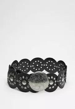 Пояс STUDDED WITH PLATE Stradivarius, черный