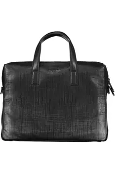 Портфель мужской Calvin Klein текстильный с логотипом бренда фактурный, черный