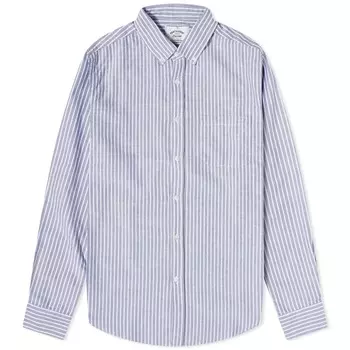 Portuguese Flannel Оксфордская Рубашка в полоску Belavista на пуговицах, белый/синий