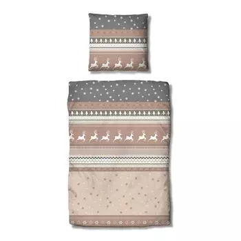 Постельное белье Dream Sleep Basic Beaver Winterland Beige 200x220 см + 2x 80x80 см Traumschlaf
