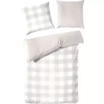 Постельное белье Primera «Basic Percale» в современном клетчатом дизайне, белый/бежевый