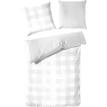Постельное белье Primera «Basic Percale» в современном клетчатом дизайне, белый/серый