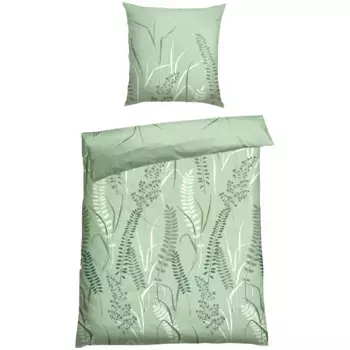 Постельное белье Schiesser «Annic из мягкого хлопка с цветочным узором», MADE IN GREEN от OEKO-TEX, зеленый