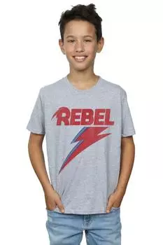 Потертая футболка Rebel David Bowie, серый