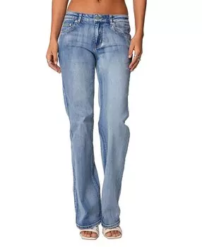 Потертые джинсы с низкой посадкой Edikted Boot Cut, синий