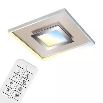 Потолочный светильник BRILONER LEUCHTEN FRAME PRO LUX, 30 Вт, 3600 лм, IP20, матовый никель - хром, металлопластик, диммируемый, ЦКТ, 50 х 50 х 6 см, серебро