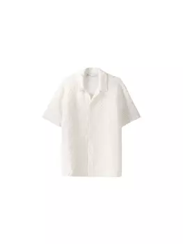 Повседневная рубашка Bershka Comfort fit Button Up Shirt, светло-бежевый