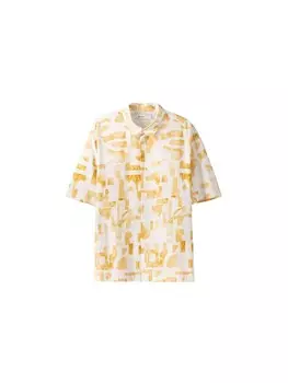 Повседневная рубашка Bershka Regular fit Button Up Shirt, желтый