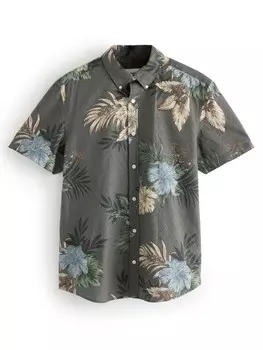 Повседневная рубашка Next Regular fit Button Up Shirt, серый