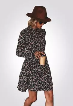 Повседневное платье Blumenmuster Cupshe, черное