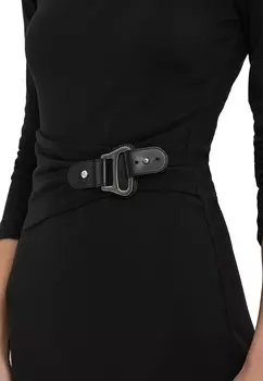 Повседневное платье BUCKLE-TRIM COTTON-BLEND KNIT MIDI DRESS Ralph Lauren, черный