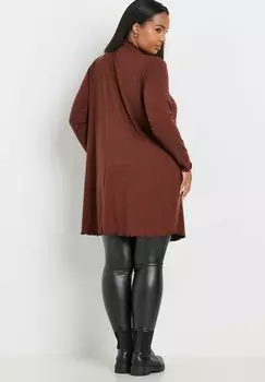 Повседневное платье LONG SLEEVE LETTUCE EDGE Yours Clothing, коричневый