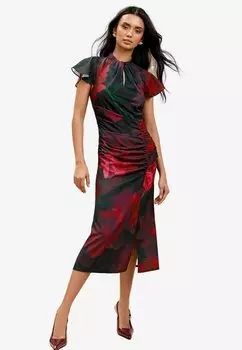 Повседневное платье PETITE - SHORT SLEEVE RUCHED KEYHOLE AND MIDI Lipsy, черный