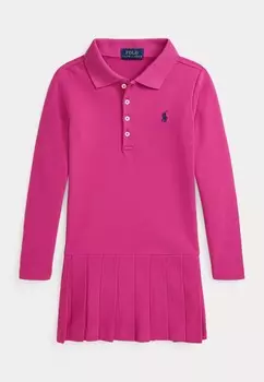 Повседневное платье PLEATED STRETCH MESH POLO DRESS Ralph Lauren, розовый