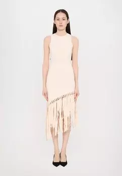 Повседневное платье ROBE FRANGES LARGES PERLES DOREES sandro, молочный