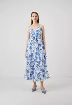 Повседневное платье SCRUNCHIE STRAP DRAMA EYELET Abercrombie & Fitch, синий