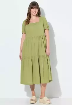 Повседневное платье SHORT SLEEVE FLOUNCE PANEL Ulla Popken, светло-зеленый