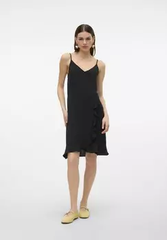 Повседневное платье VMALVA SINGLET FRILL MINI DRESS Vero Moda, черный