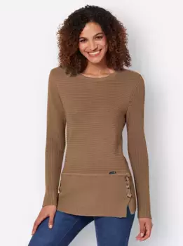 Повседневный образ Свитер с круглым вырезом "Пуловер" Casual Looks, цвет Camel