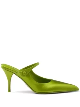 Prada атласные мюли, зеленый