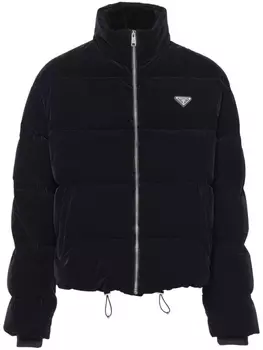 Prada бархатный пуховик, черный