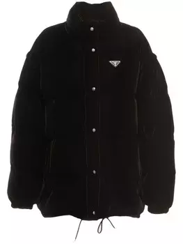 Prada бархатный пуховик, черный