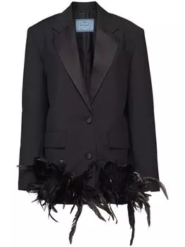 Prada блейзер с перьями, черный