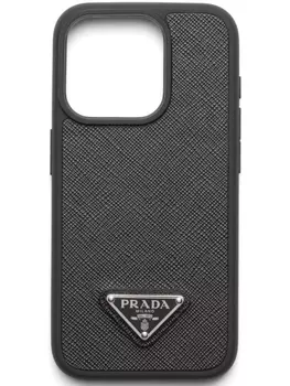 Prada чехол для iPhone 15 Pro с логотипом, черный