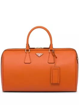 Prada дорожная сумка с нашивкой-логотипом, оранжевый
