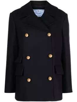 Prada double-breasted wool jacket, синий