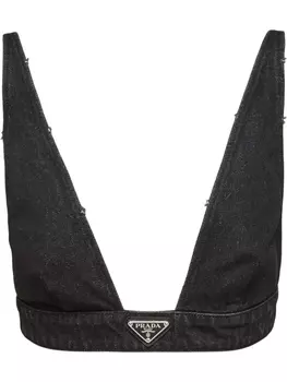 Prada джинсовый топ-бралетт, черный
