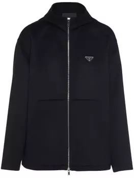 Prada худи на молнии с логотипом, черный